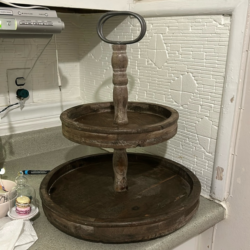 Rustic two tier decor tray